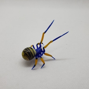 Aranha de vidro lampwork, estatueta de vidro soprado, aranha de vidro soprado à mão, aranha lampwork, estatueta de vidro animal, miniaturas de vidro, vidro artístico