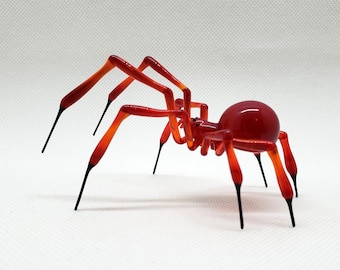 Red Spider, Handcrafted glass animal, Figurine Blown glass Spider, Handblown glass Spider, Glass Insect, Lampwork Spider, Glass Figurines
