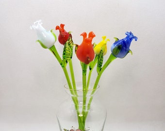 Glass Tulip flower, Tulip Sculpture, Flower Ornament, Flower Statuette, Decoration for Plants, Flower Gifts, Spring Flower, Home decor