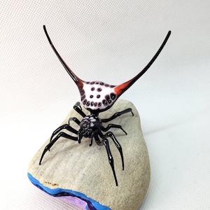 Sunny Spiny Orb Weaver Spider, Macracantha Arcuata, Handblown glass Spider, Lampwork Spider, Art Glass Spider, Glass Sculpture, Glass Insect