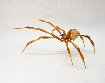 Brown Spider figurine, Figurine Blown Glass Spider, Handblown glass Spider, Glass Insect, Art Glass Spider Figurine, Animal Glass Figurine