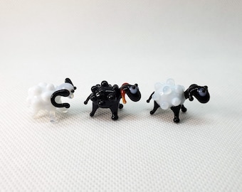 羊ガラスのミニチュア、動物ガラス、アートガラス、吹きガラス