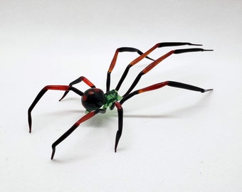 Art glass Spider figurine, Figurine Blown Glass Spider, Handblown glass Spider, Lampwork Spider, Spider Animals Glass, Glass miniatures