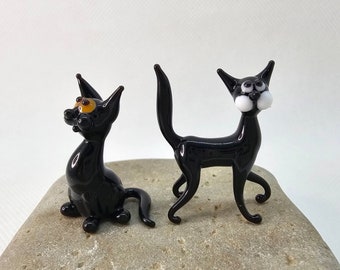 Glass miniature Cat, Handblown Cat, Lampwork Cat, Blown glass Cat, Small Glass Figurine, Art glass, Little Glass Animals, Glass miniature