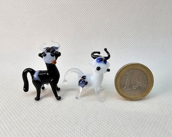 牛の動物が描かれた手作りガラス、アートガラス、吹きガラス、ガラス