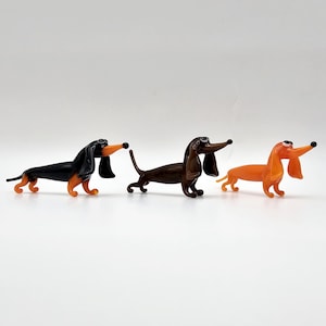 Miniature Dachshund, Small Glass Figurine, Art Glass Dog, Figurine Dog, Little Glass Animals, Glass Animal, Figurine Blown glass, Art Glass