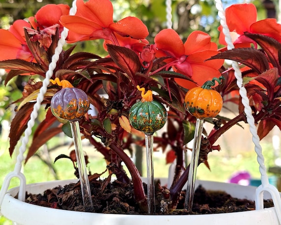 Lot De 2 Citrouilles En Verre Soufflé Main - 7,9 Cm, Décorations Automne Et Halloween