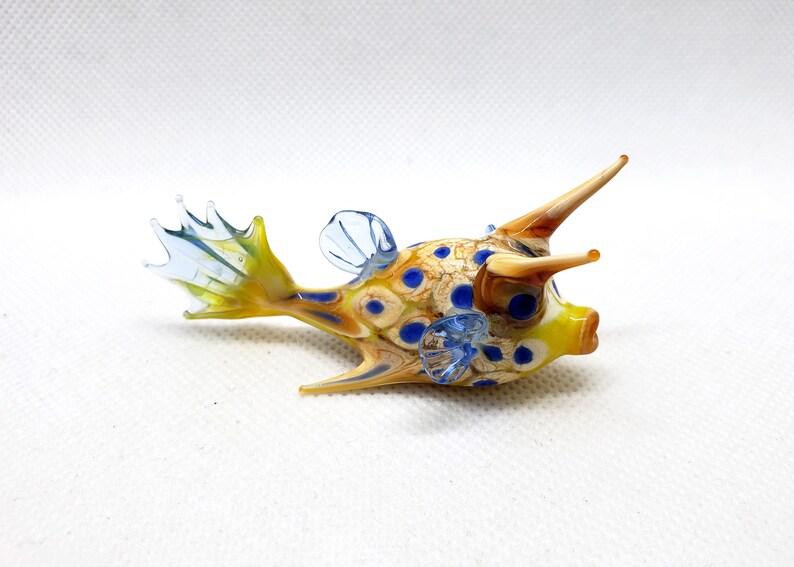 Horned Boxfish, Sea Cow Fish, Lactoria cornuta, Hand blown glass, Figurine Blown Glass, Home decor, Glass sea animals, Art glass,Unique Gift image 8