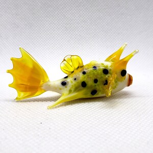 Horned Boxfish, Sea Cow Fish, Lactoria cornuta, Hand blown glass, Figurine Blown Glass, Home decor, Glass sea animals, Art glass,Unique Gift image 4