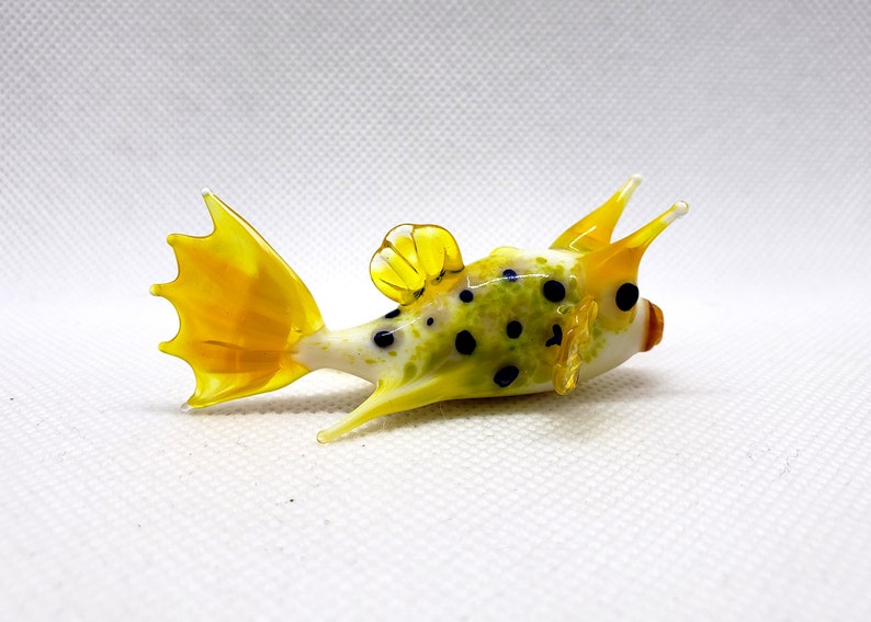 Horned Boxfish, Sea Cow Fish, Lactoria cornuta, Hand blown glass, Figurine Blown Glass, Home decor, Glass sea animals, Art glass,Unique Gift image 4