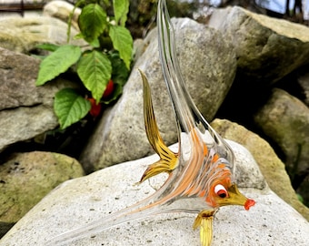 Hand Blown Glass Fish Figurine: Lampwork Art Glass Decor