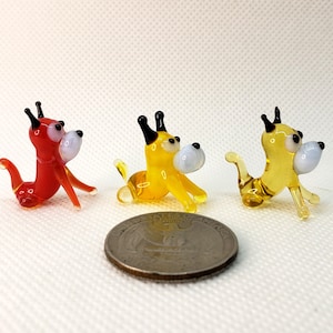 Glass Miniature Dog, Small Glass Figurine, Art Glass Dog, Figurine Dog, Little Glass Animals, Glass Animal Figurine, Figurine Blown glass