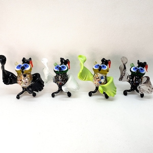 Glas Eule mit Abschlusskappe, mundgeblasenes Glas Sammlerstück, Wohnkultur Figur, Kunstglas Skulptur, Miniatur Vogel, handgefertigtes Glas Tier