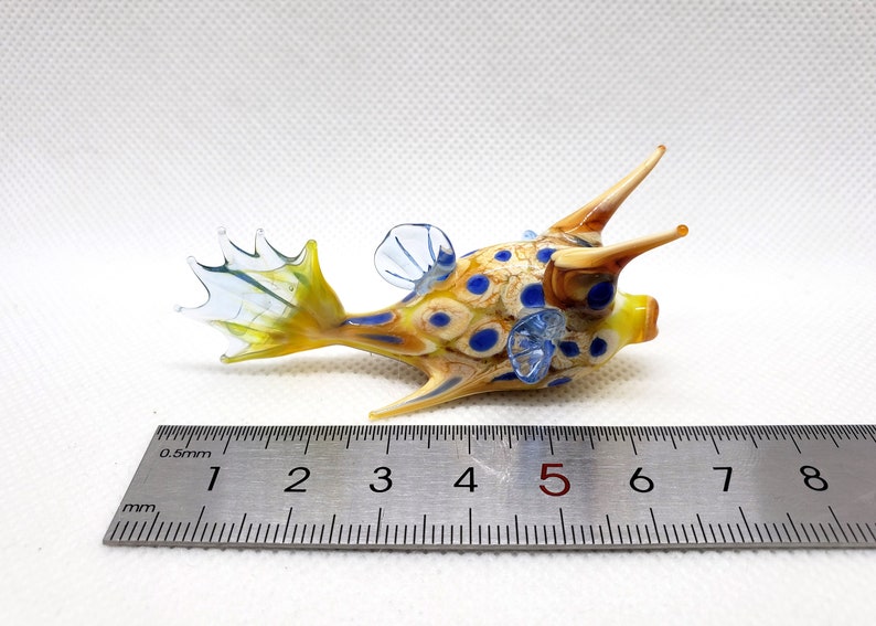 Horned Boxfish, Sea Cow Fish, Lactoria cornuta, Hand blown glass, Figurine Blown Glass, Home decor, Glass sea animals, Art glass,Unique Gift image 9