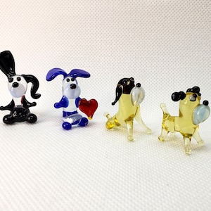 Glass Miniature Dog, Small Glass Figurine, Art Glass Dog, Figurine Dog, Little Glass Animals, Glass Animal Figurine, Figurine Blown glass