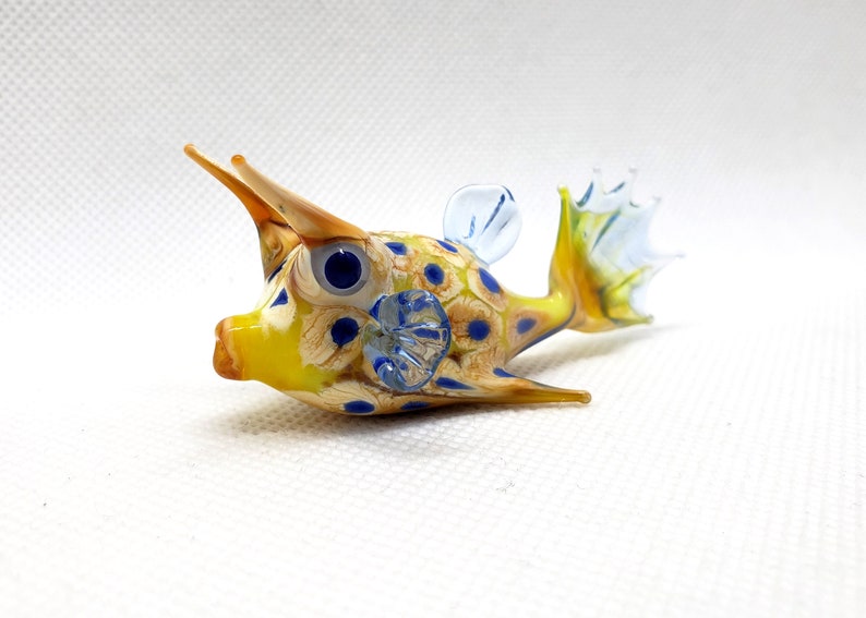 Horned Boxfish, Sea Cow Fish, Lactoria cornuta, Hand blown glass, Figurine Blown Glass, Home decor, Glass sea animals, Art glass,Unique Gift image 5