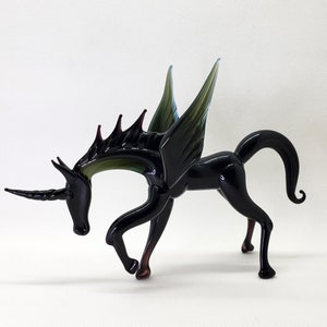 Big Alicorn, Glass Winged Horse Figurine, Hand-blown glass Alicorn, Mythical Creatures, Animal Glass Figurine, Unique Gift, Murano glass