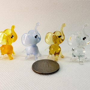 Glass Miniature Elephant, Glass Elephant sculpture, Small Glass Figurine, Glass Animal Figurine, Handcrafted glass animal, Blown glass