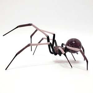 Estatueta de aranha em vidro artístico, Estatueta de aranha em vidro soprado, Vidro soprado à mão, Lampwork, Estatueta de animal em vidro, Inseto em vidro, Escultura em vidro artístico