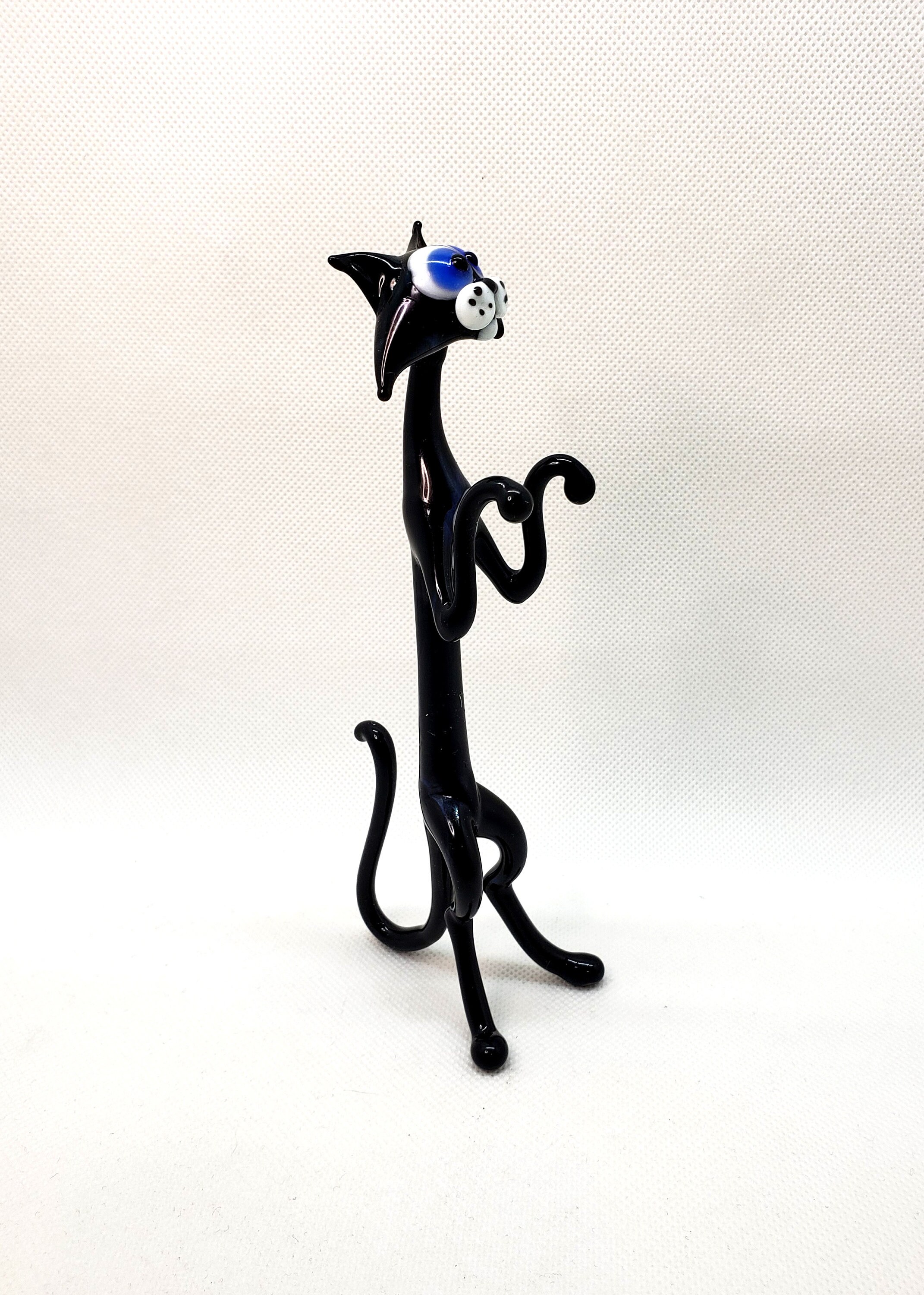 Black Cat Figurine Black Glass Cat Black Cat Collectible Etsy