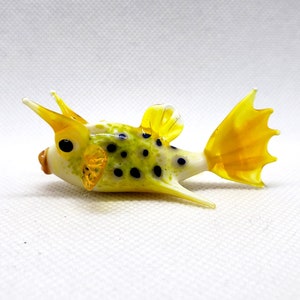 Horned Boxfish, Sea Cow Fish, Lactoria cornuta, Hand blown glass, Figurine Blown Glass, Home decor, Glass sea animals, Art glass,Unique Gift image 3