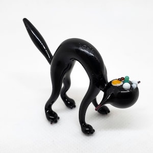 Black glass Cat, Art glass Cat, Cat collection, Glass Cat miniature, Toys gift, Murano glass style, Blown glass Cat, Birthday Gift