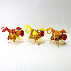 Handgefertigte Glas Schweinefigur, geblasenes Glas Schwein, Glas Schweinchen Miniatur, Glas Schwein Sammlung, Kunst Glas, Glas Tierfigur, mundgeblasenes Glas