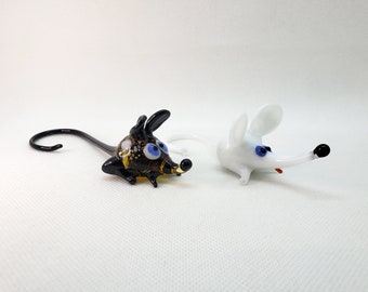 Figura de ratón de vidrio soplado a mano: Colección de animales de Murano