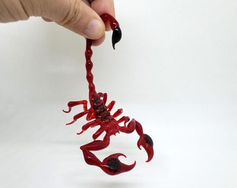 Red Scorpion figurine, Handblown Scorpion, Scorpion Glass Miniature, Red Emperor Scorpion, Glass Sculpture, Murano glass, Unique Gift