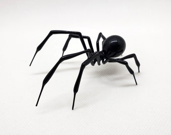 Black Spider, Blown glass Spider, Art Glass Spider Figurine, Handblown Spider, Lampwork spider, Spider Animals Glass, Glass Insect, Murano