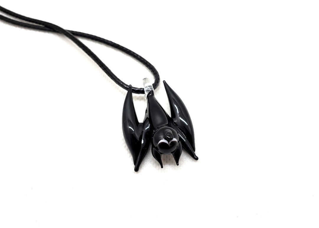 Glass Pendant Bat, Glass Miniature Bat, Bat Necklace, Lampwork Bat ...