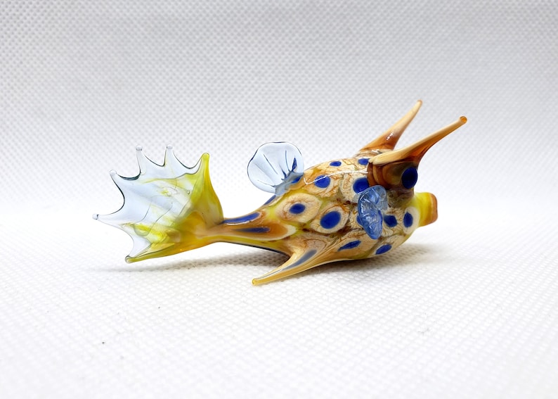 Horned Boxfish, Sea Cow Fish, Lactoria cornuta, Hand blown glass, Figurine Blown Glass, Home decor, Glass sea animals, Art glass,Unique Gift image 6