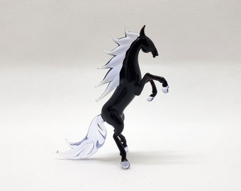 Glass Horse on its hind legs, Miniature Horse, Sculpture Horse Figurine, Blown Glass Horse, Glass Sculpture, Murano glass, Unique Gift