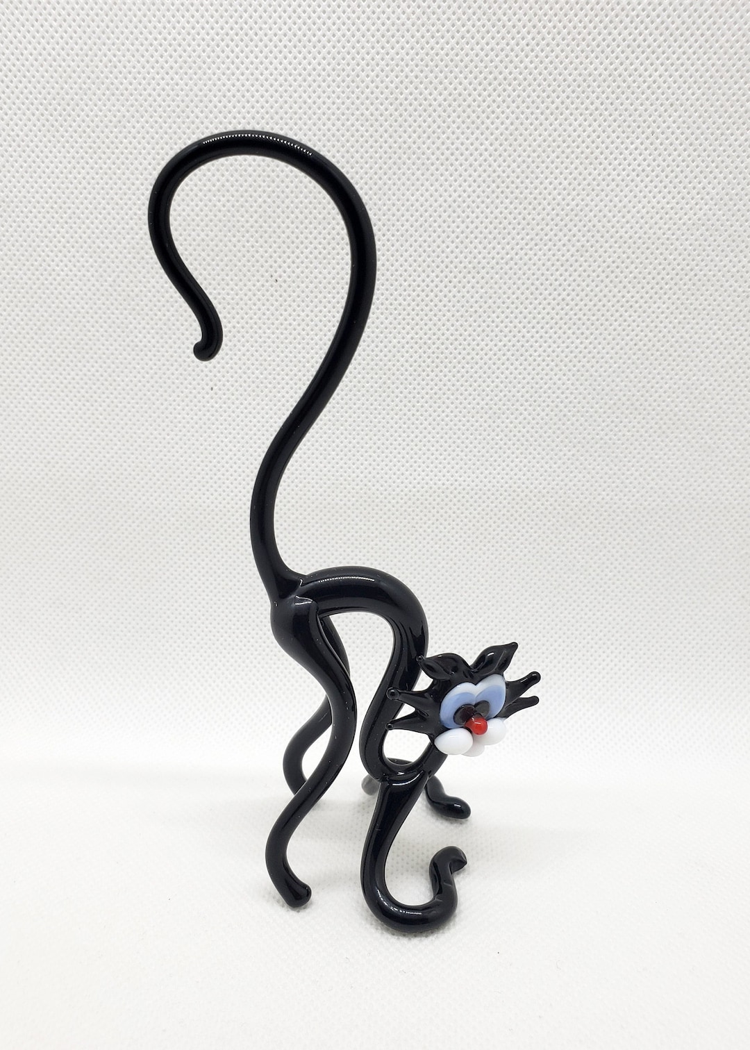 Glass Black Cat Figurine, Black Glass Cat, Black Cat Collectible