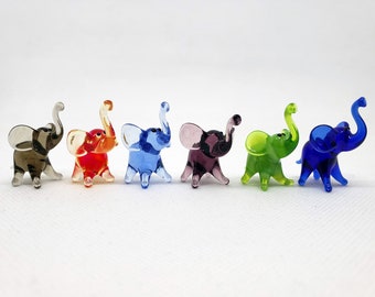 Glass Miniature Elephant, Glass Elephant sculpture, Small Glass Figurine, Glass Animal Figurine, Handcrafted glass animal, Blown glass
