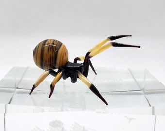 Figura de araña de cristal, Figura de araña de cristal soplado, Vidrio soplado a mano, Araña de cristal, Figura de animal de cristal, Miniaturas de cristal, Vidrio artístico