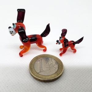 Super Mini Glass Dog Set of 2 Pcs, Glass miniature, Small Glass Figurine, Blown glass, Handcrafted glass animal, Handblown glass