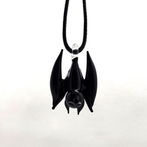 Glass Pendant Bat, Glass Miniature Bat, Bat Necklace, Lampwork Bat ...