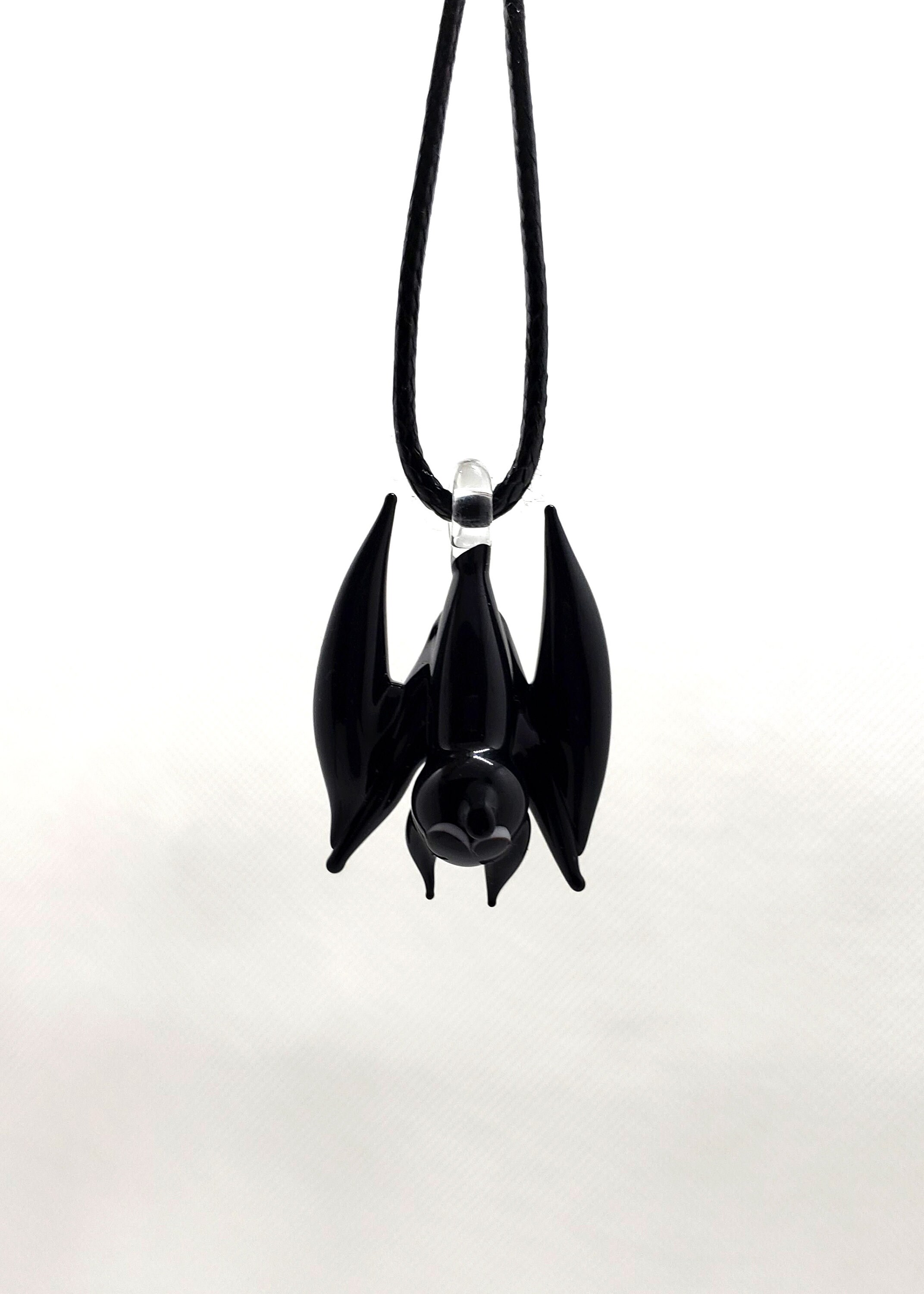 Glass Pendant Bat, Glass Miniature Bat, Bat Necklace, Lampwork Bat ...