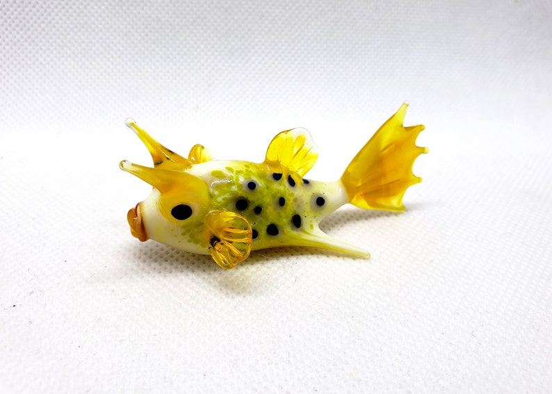 Horned Boxfish, Sea Cow Fish, Lactoria cornuta, Hand blown glass, Figurine Blown Glass, Home decor, Glass sea animals, Art glass,Unique Gift image 5