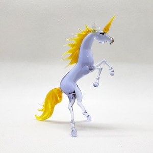 Glass Unicorn on its hind legs, Glass Animal Figurine, Hand-blown glass Unicorn, Mythical Creatures, Glass Sculpture, Murano, Unique Gift