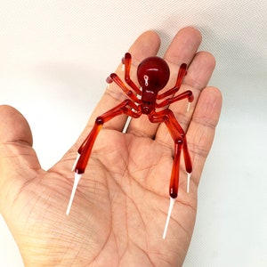 Large Red Spider, Figurine Blown Glass Spider, Handblown glass Spider, Art Glass Spider Figurine, Glass Sculpture, Animal Glass Figurine