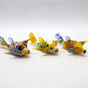 Horned Boxfish, Sea Cow Fish, Lactoria cornuta, Hand blown glass, Figurine Blown Glass, Home decor, Glass sea animals, Art glass,Unique Gift image 10