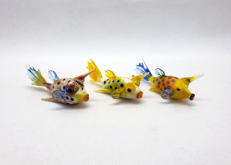 Horned Boxfish, Sea Cow Fish, Lactoria cornuta, Hand blown glass, Figurine Blown Glass, Home decor, Glass sea animals, Art glass,Unique Gift image 10