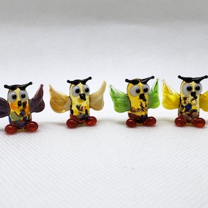 Glas Miniatur Eule, kleine Glas Tiere, kleine Glasfigurine, geblasen Glas Eule, Kunst Sammlerstück, Kunst Glas Eule, Glas Tierfigur