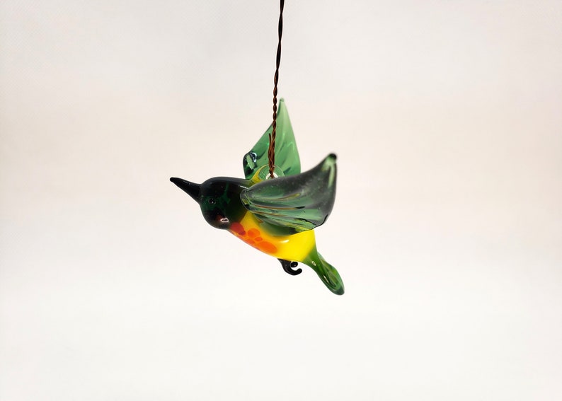 Flying Bird figurine, Figurine Blown Glass, Hand blown glass, Bird sculpture, Home decor, Animal Glass Figurine, Glass miniatures, Art glass image 4