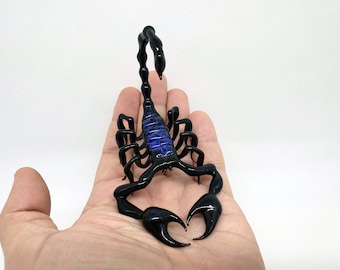 Black Scorpion figurine, Handblown Scorpion, Scorpion Glass Miniature, Black Emperor Scorpion, Glass Sculpture, Murano glass, Unique Gift