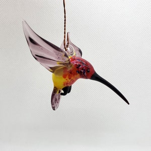 Glass Hummingbird figurine, Flying birds Hummingbird, Hummingbird Figure, Glass animals, Hand blown glass, Bird sculpture, Unique Gift