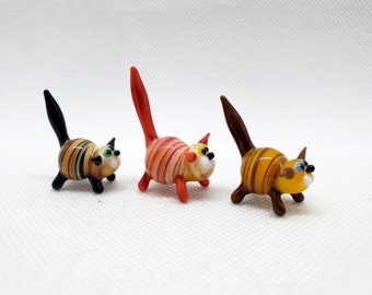 Miniature Cat, Art glass, Blown glass Cat, Sculpture made of glass, Little Glass Animals, Handblown glass, Animal Figurine,Unique gift