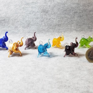 Miniature Elephant with hanging loop, Blown glass Elephant, Glass miniature, Hanging Elephant, Sculpture made of glass, Glass Animal